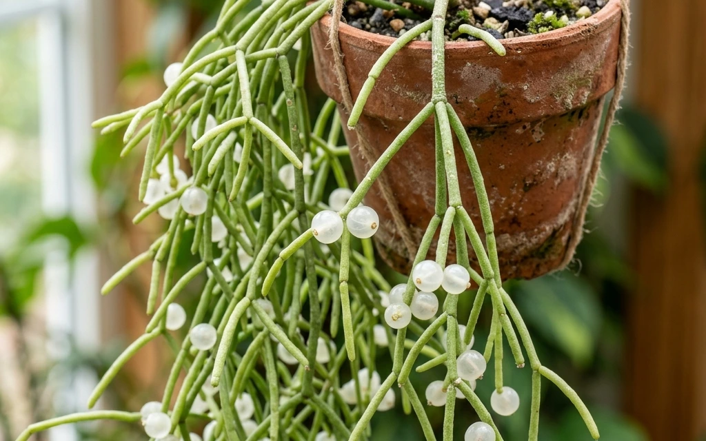 How to care and identify Mistletoe Cactus (Rhipsalis baccifera) - Plant AI care database