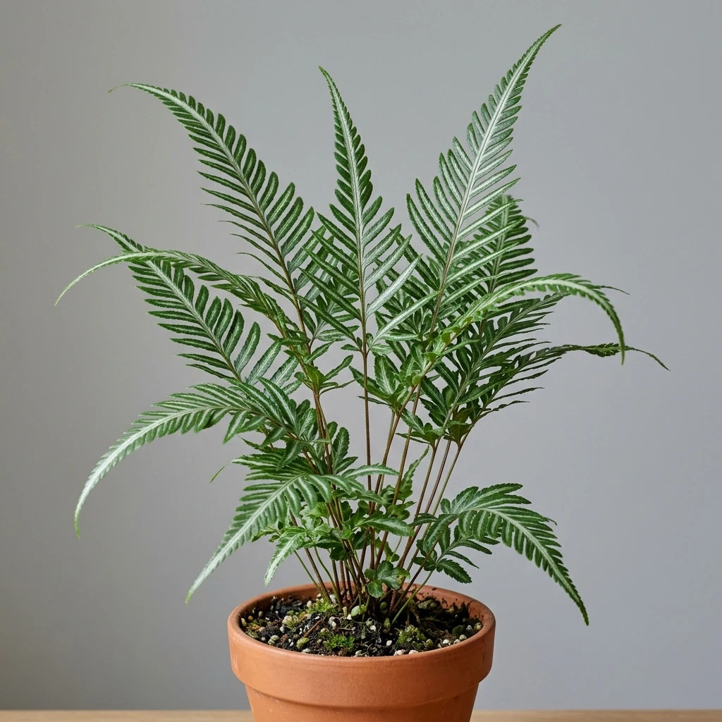 How to care and identify Sword Brake Fern (Pteris ensiformis 'Victoriae') - Plant AI care database