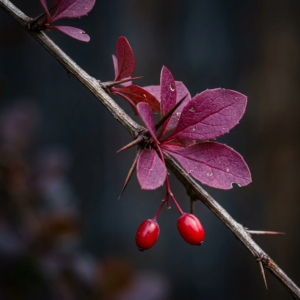 Botanical macro photography of Barberry Shrub (Berberis thunbergii) - Plant AI care database