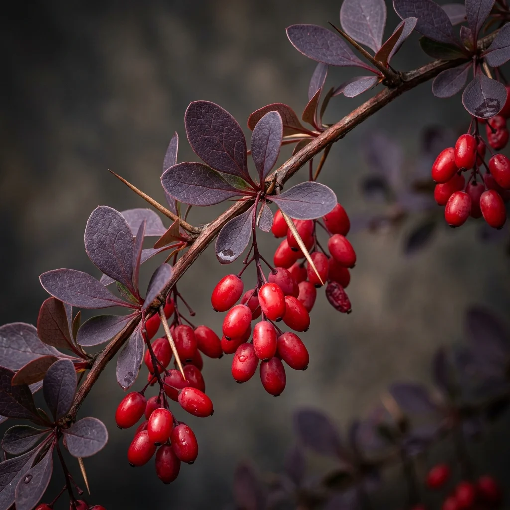 Botanical macro photography of Japanese Barberry (Berberis thunbergii) - Plant AI care database