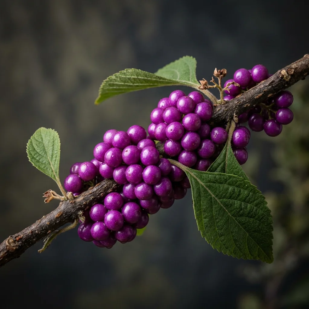 Botanical macro photography of American Beautyberry (Callicarpa americana) - Plant AI care database