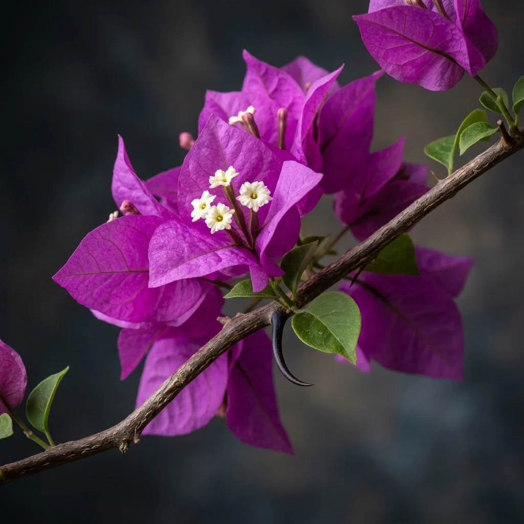 Botanical macro photography of Bougainvillea Shrub (Bougainvillea spectabilis) - Plant AI care database
