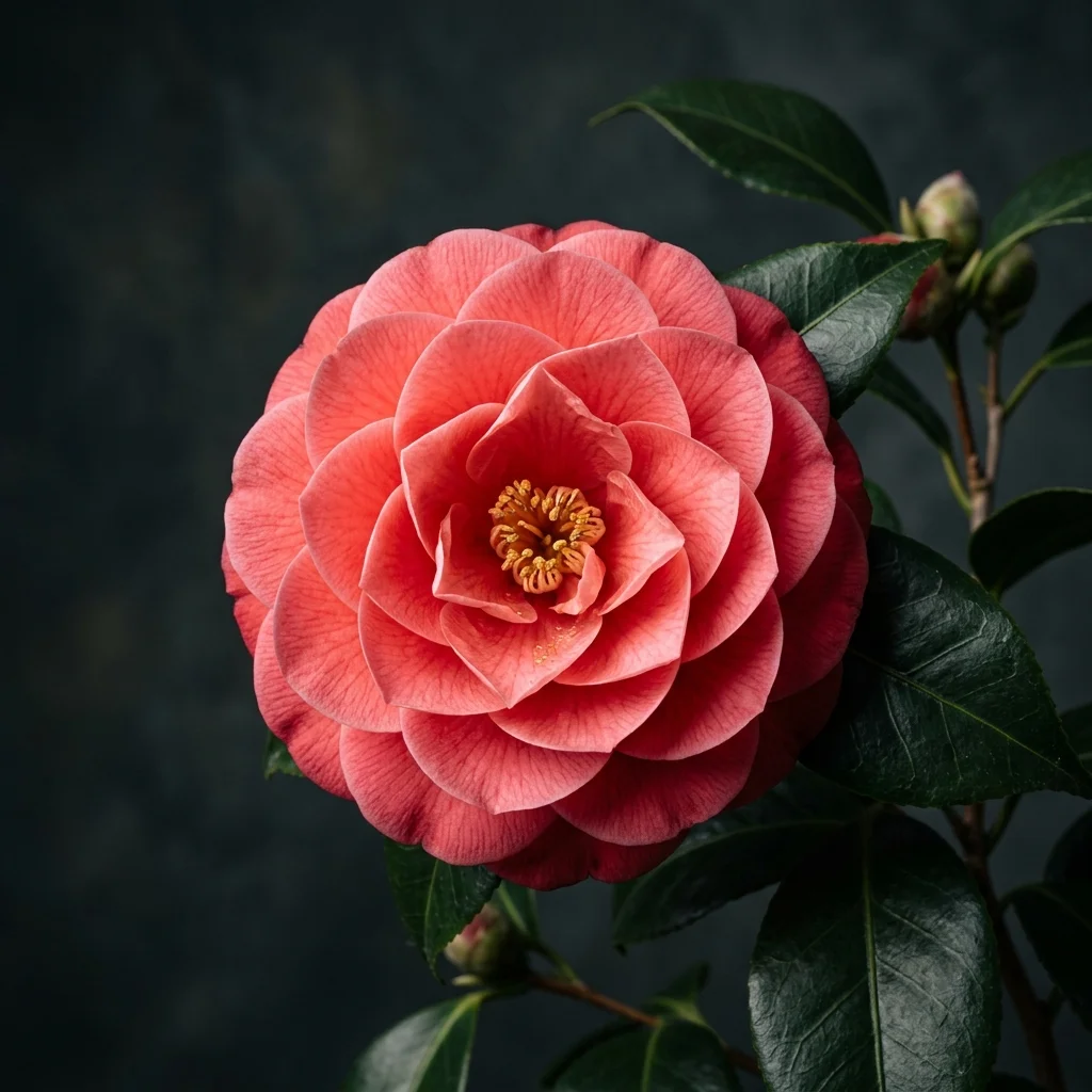 Botanical macro photography of Camellia (Camellia japonica) - Plant AI care database