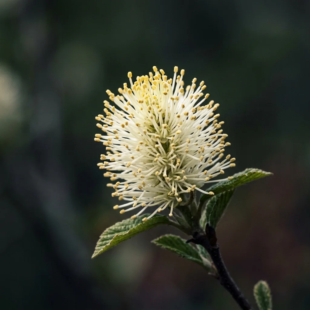Botanical macro photography of Fothergilla (Fothergilla gardenii) - Plant AI care database