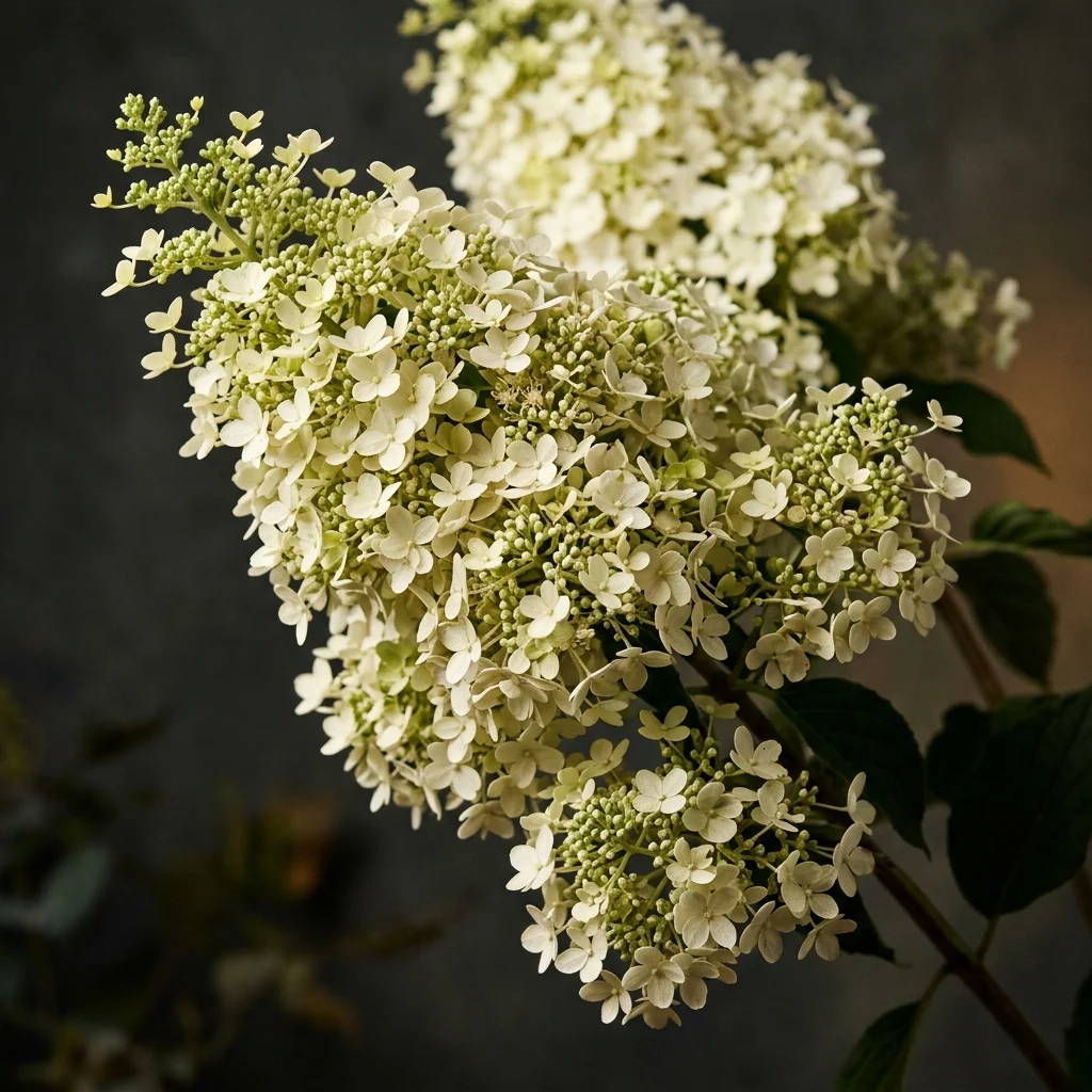 Botanical macro photography of Peegee Hydrangea (Hydrangea paniculata) - Plant AI care database