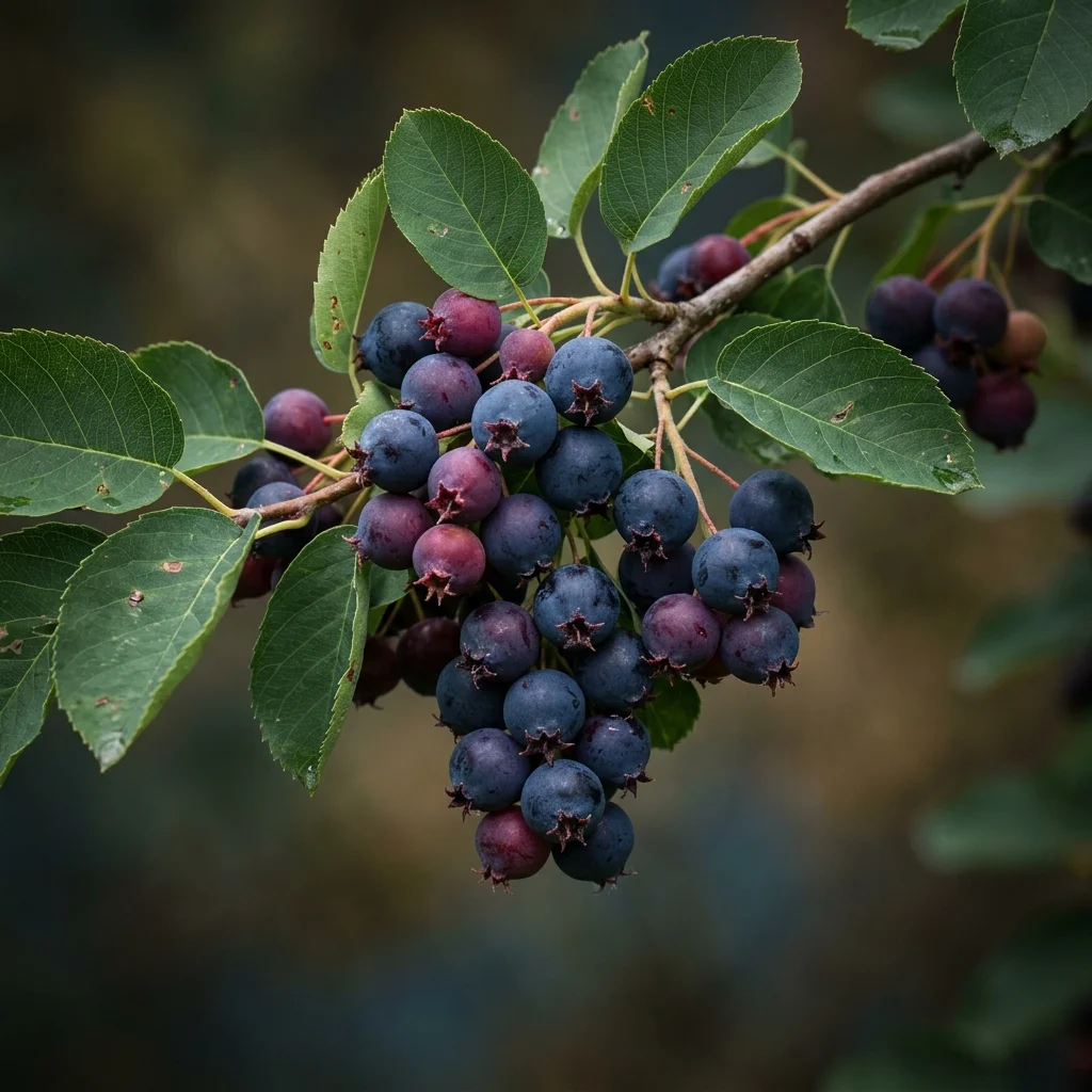 Botanical macro photography of Juneberry (Amelanchier alnifolia) - Plant AI care database