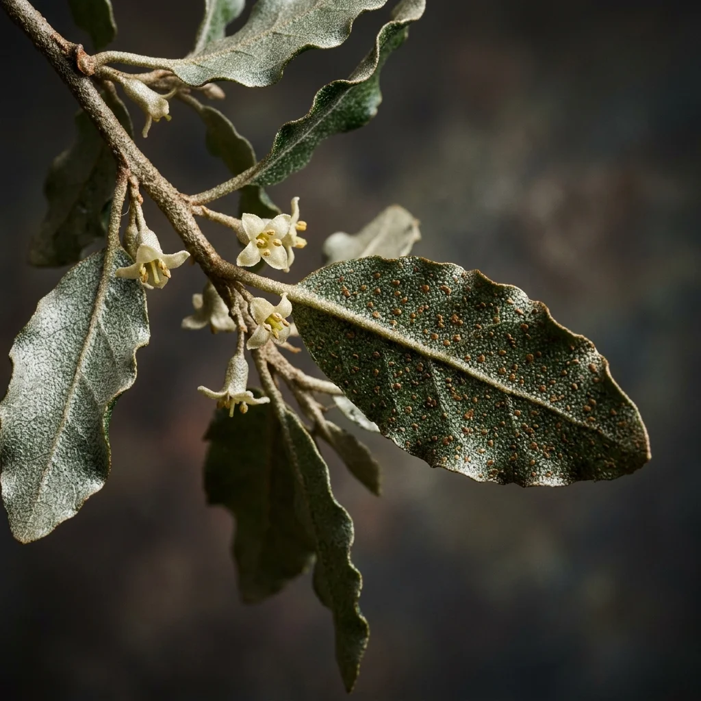 Botanical macro photography of Oleaster (Elaeagnus pungens) - Plant AI care database