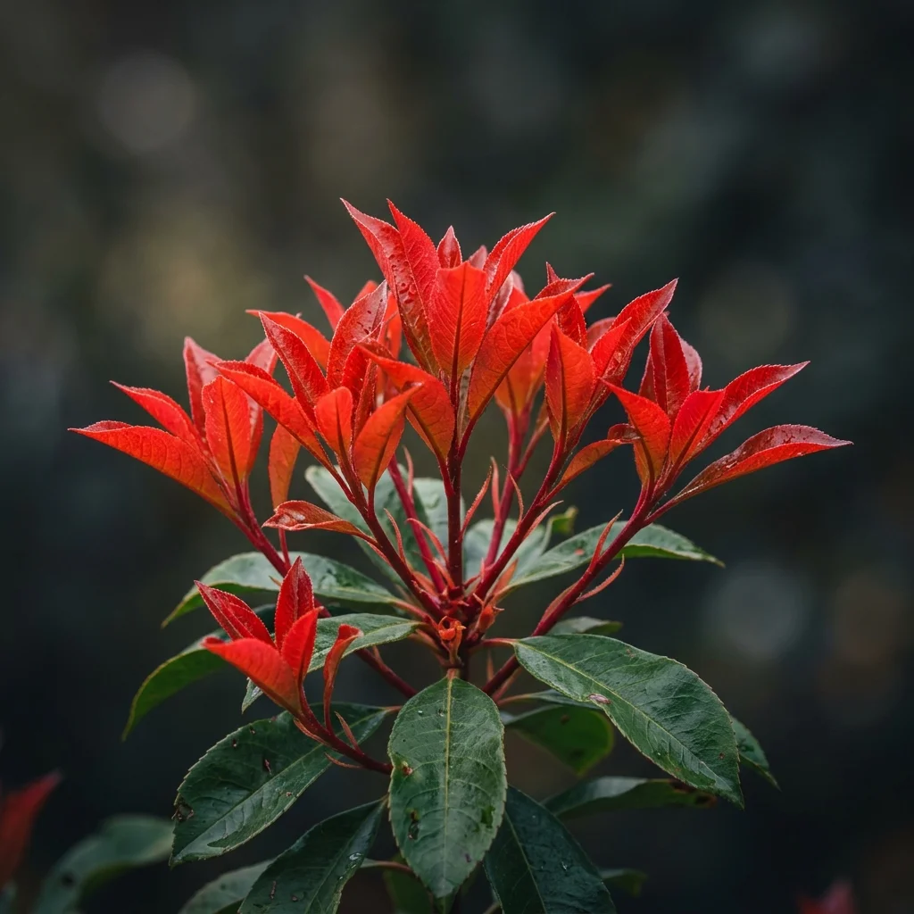 Botanical macro photography of Fraser Photinia (Photinia x fraseri) - Plant AI care database