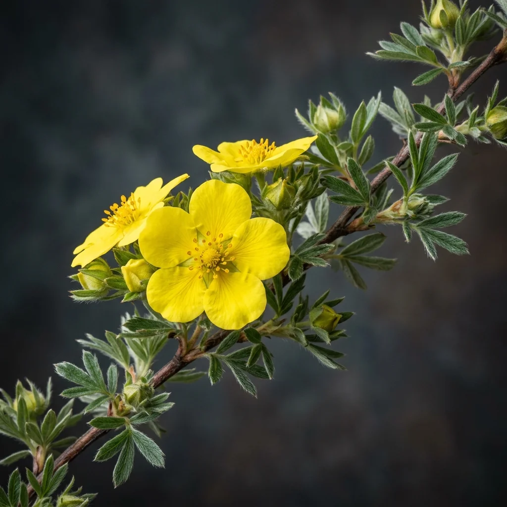 Botanical macro photography of Potentilla (Potentilla fruticosa) - Plant AI care database