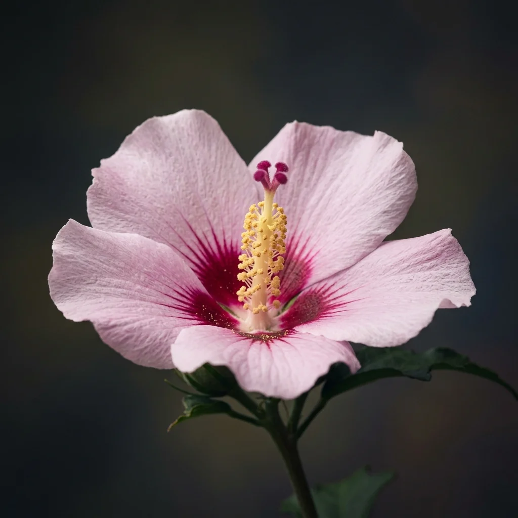 Botanical macro photography of Rose of Sharon (Hibiscus syriacus) - Plant AI care database
