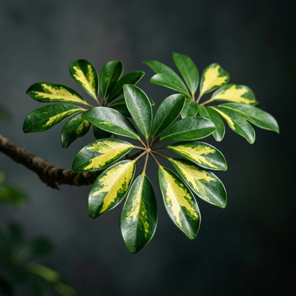 Botanical macro photography of Schefflera Shrub (Schefflera arboricola) - Plant AI care database