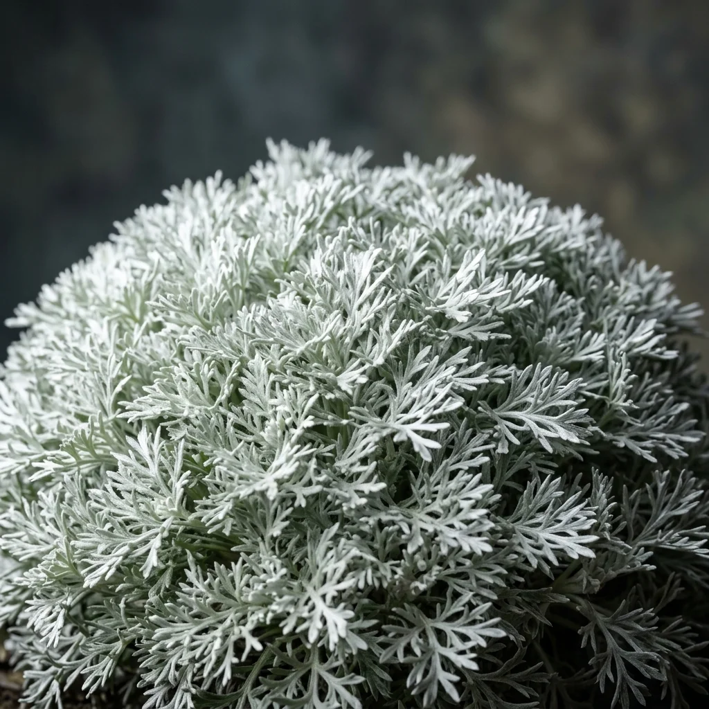 Botanical macro photography of Silver Mound (Artemisia schmidtiana) - Plant AI care database