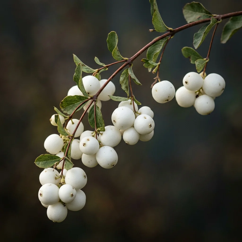 Botanical macro photography of Common Snowberry (Symphoricarpos albus) - Plant AI care database