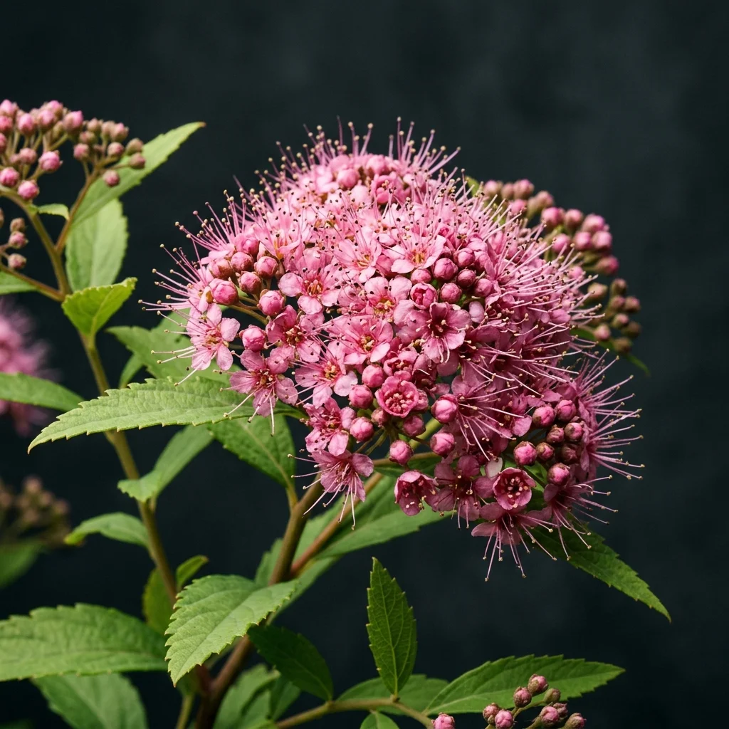 Botanical macro photography of Spirea (Spiraea japonica) - Plant AI care database