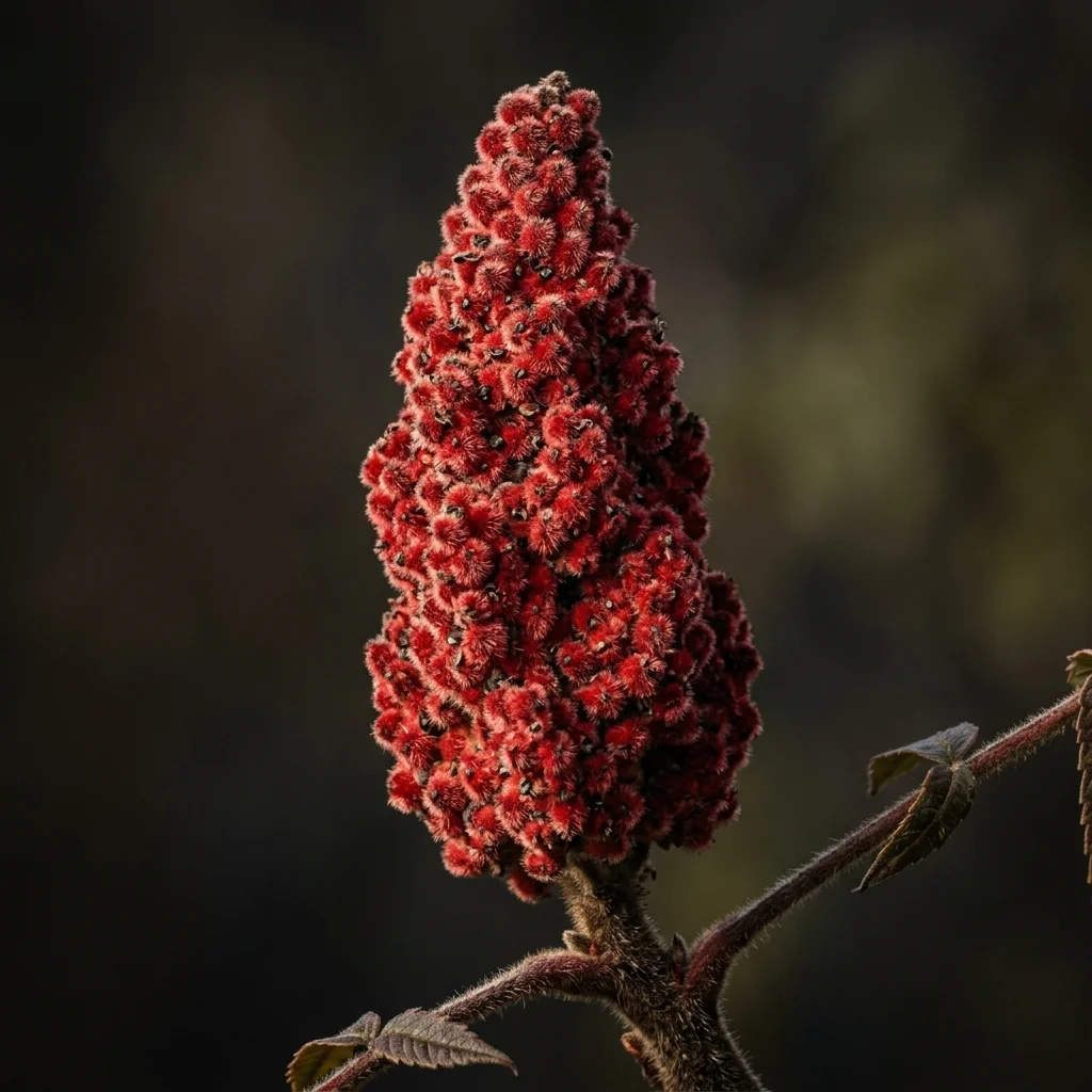 Botanical macro photography of Staghorn Sumac (Rhus typhina) - Plant AI care database