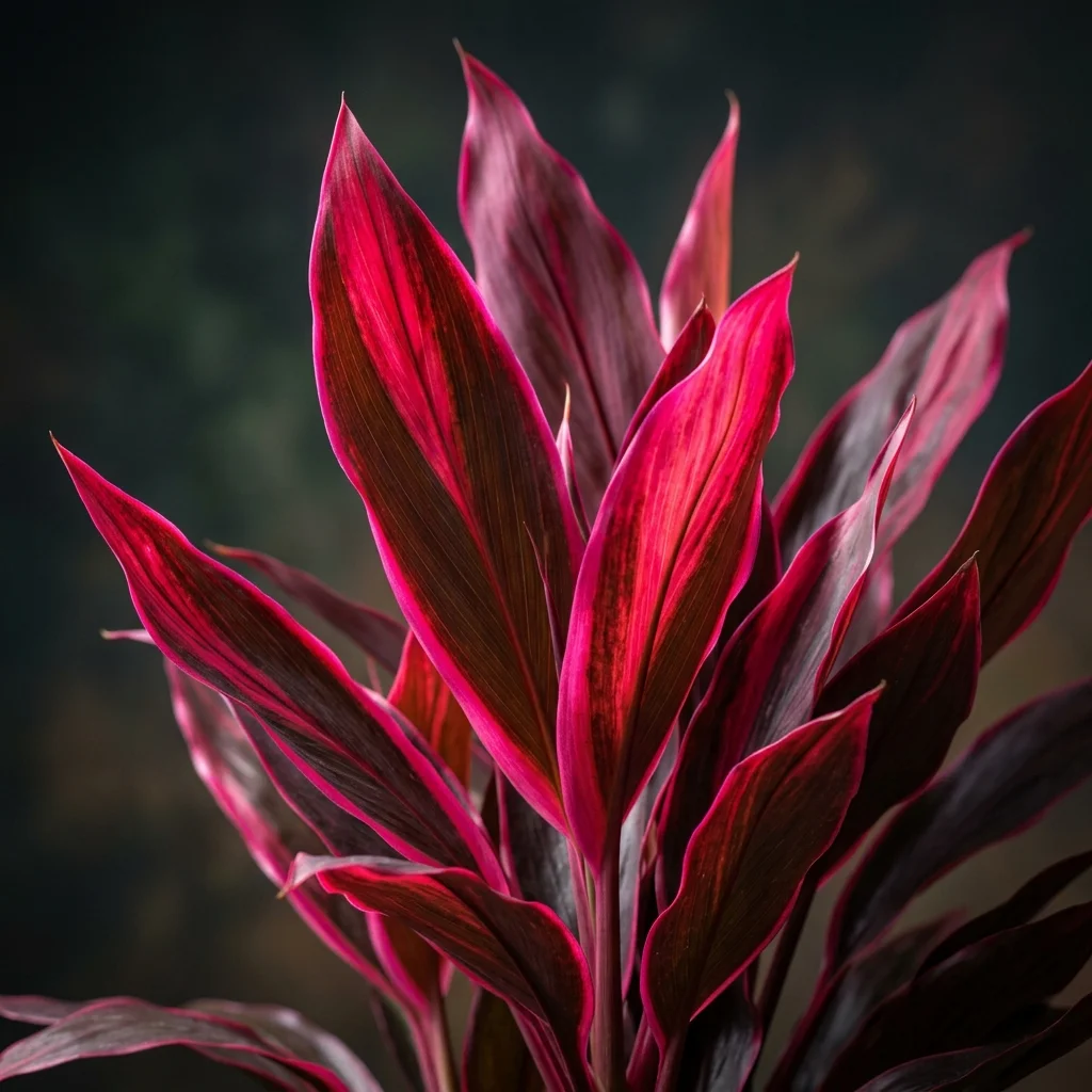 Botanical macro photography of Ti Plant (Cordyline fruticosa) - Plant AI care database