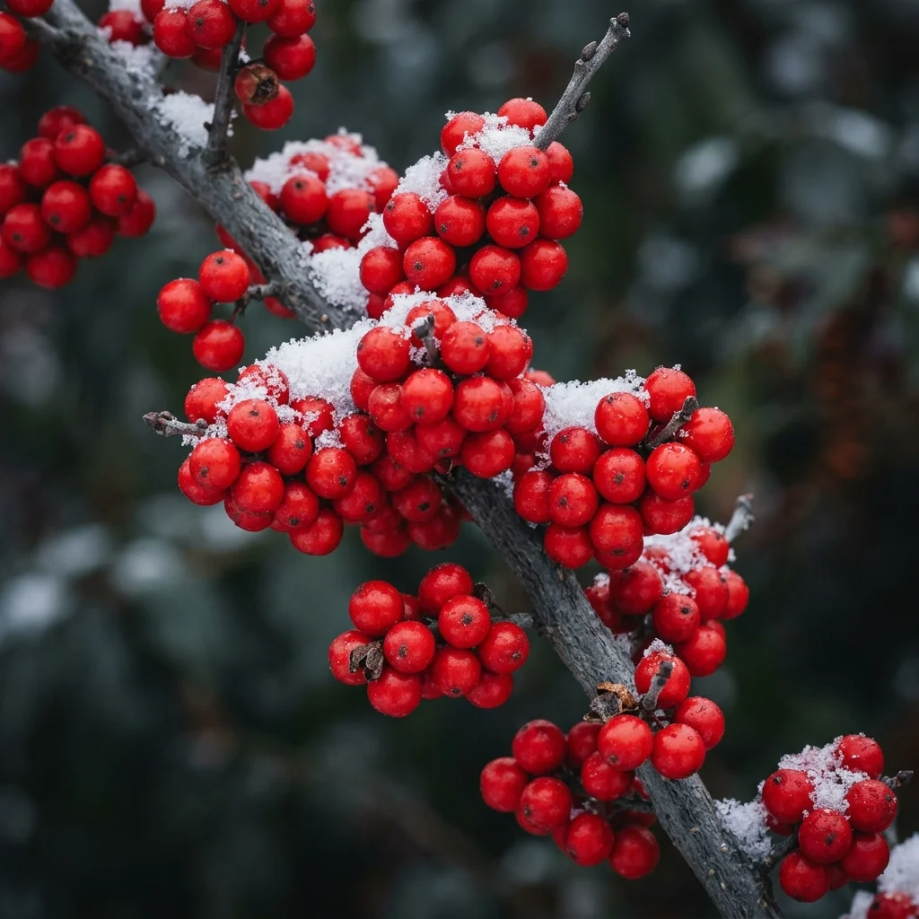 Botanical macro photography of Winterberry Holly (Ilex verticillata) - Plant AI care database